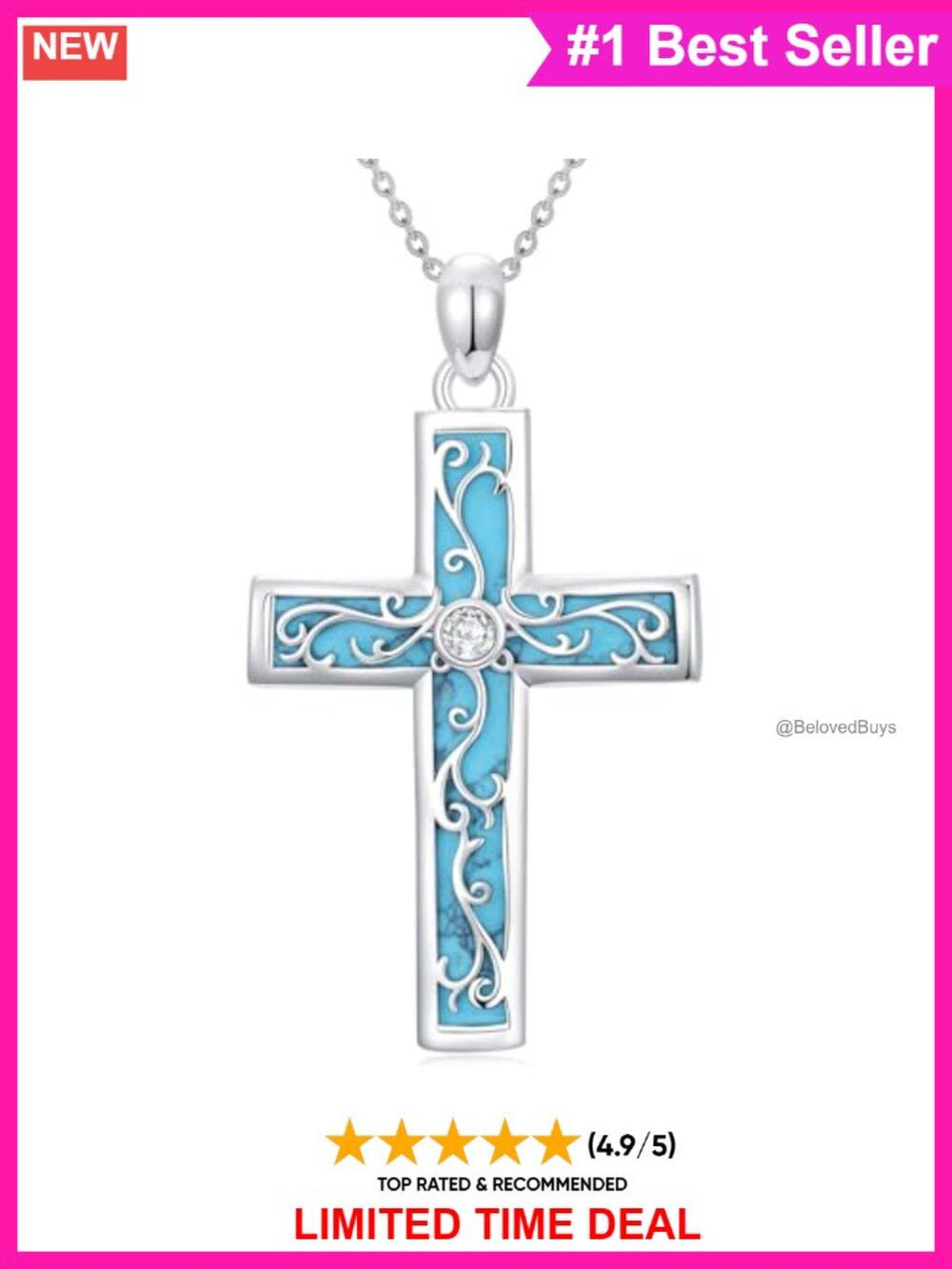 Moissanite Cross Pendant Necklace 925 Sterling Silver 18+2 Cable Chain